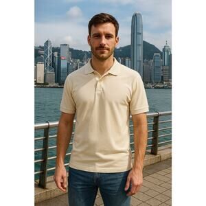 Vintage Slazenger Polo Beige Mens M (But See Measurements!) Mercerized Cotton